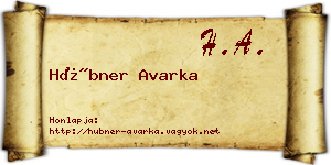 Hübner Avarka névjegykártya